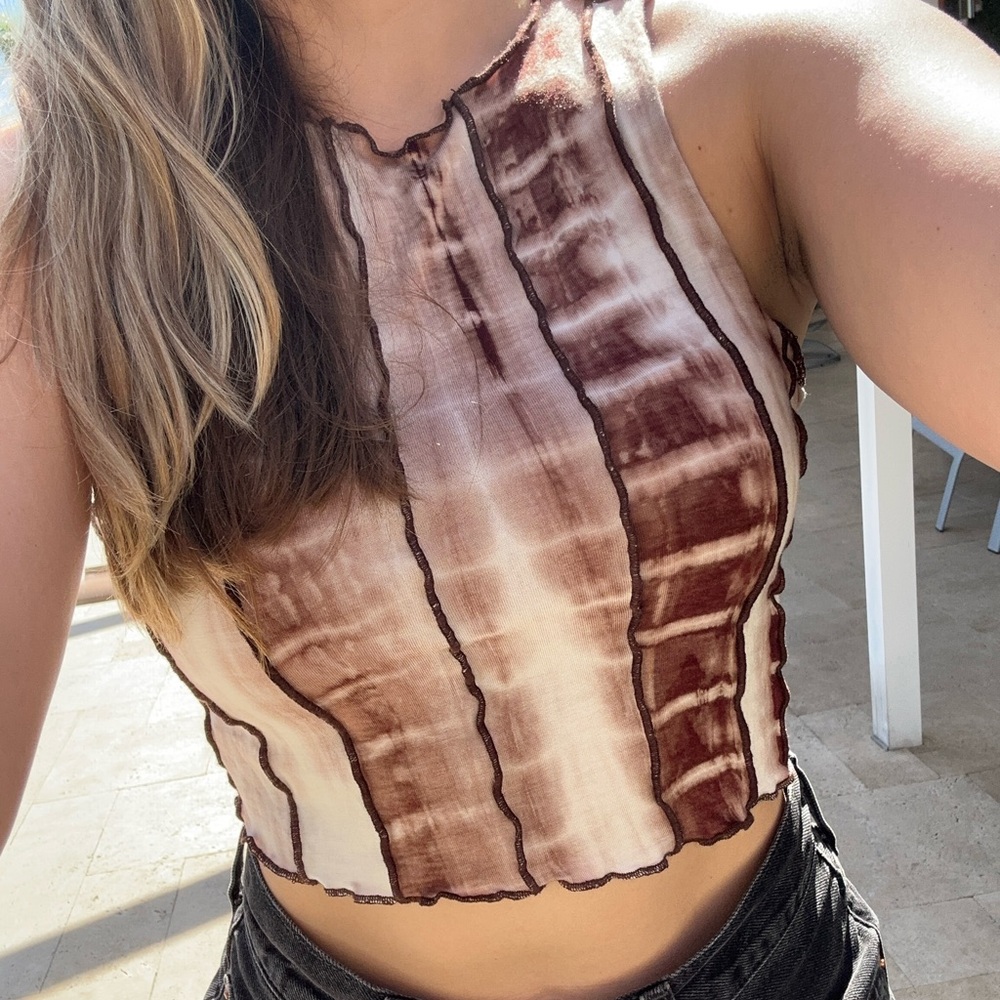 Brown tie dye tank top 🐻